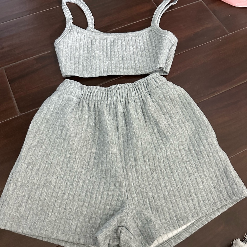 Gray Ribbed Women's Intimate Set